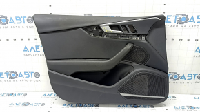 Black front left door panel for Audi A4 B9 17-19, black leather armrest, black leather insert, for seat memory, Bang & Olufsen, dry-cleanable, peeling handle coating