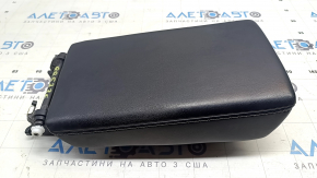 Tesla Model Y 20-25 center console armrest, black leather, gray stitching, distressed leather