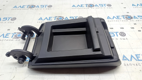 Tesla Model Y 20-25 center console armrest, black leather, gray stitching, distressed leather