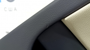 Door trim, rear right card, Mercedes W213 E 17-23, black leather, beige leather insert, beige leather armrest, without curtain, dark wood insert, matte, Burmester, with overlays and handle, tych