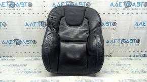 Upper driver's seat upholstery for Volvo XC60 18-25, black Nappa leather, heated and ventilated, perforated, with knee support, adjustable, needs cleaning, cracked, dented, torn foam
