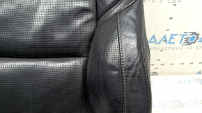 Upper driver's seat upholstery for Volvo XC60 18-25, black Nappa leather, heated and ventilated, perforated, with knee support, adjustable, needs cleaning, cracked, dented, torn foam