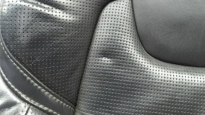 Upper driver's seat upholstery for Volvo XC60 18-25, black Nappa leather, heated and ventilated, perforated, with knee support, adjustable, needs cleaning, cracked, dented, torn foam
