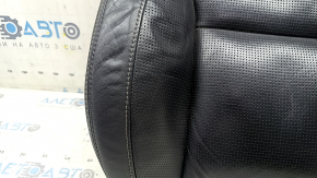 Upper driver's seat upholstery for Volvo XC60 18-25, black Nappa leather, heated and ventilated, perforated, with knee support, adjustable, needs cleaning, cracked, dented, torn foam