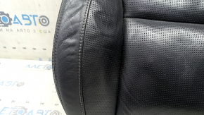Upper driver's seat upholstery for Volvo XC60 18-25, black Nappa leather, heated and ventilated, perforated, with knee support, adjustable, needs cleaning, cracked, dented, torn foam