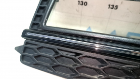 Right front bumper grille for Audi A4 B8 13-16, S line, structure, glossy black with chrome, under fog lights
