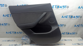Door trim, rear left, Tesla Model Y 20-25, black leather, type 1, with backlighting, matte trim, with speaker, with suede insert, with power window control, with door opening button, scratches