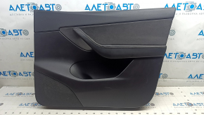 Tesla Model Y 20-25 front right door panel, black leather, with backlighting, matte trim, suede insert, with window control, with door opening button, peeling leather, scratches