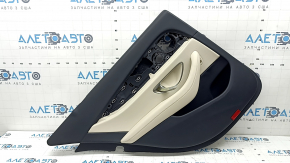 Door trim, rear left, Mercedes W213 E 17-23, black leather, beige leather insert, beige leather armrest, without curtain, wood insert, Burmester, with overlays and handle, tears