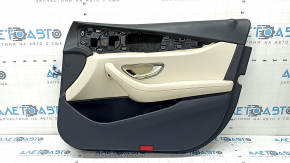 Door trim, front right card, Mercedes W213 E 17-23, black leather, beige leather insert, beige leather armrest, without curtain, wood insert, Burmester, with overlays and handle, tears, scratches