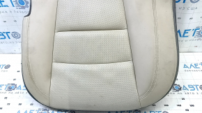 Left rear seat cushion for Chevrolet Volt 11-15, beige leather, perforated, needs cleaning, foam break