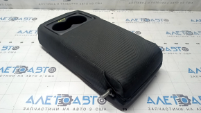 Rear seat armrest for a 13-15 Honda Accord, black cloth with marker stains
