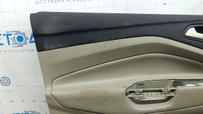 Front left door panel for Ford C-max MK2 2013-2018, beige with beige plastic insert, beige leather armrest, with handle, scratches, needs cleaning, dented