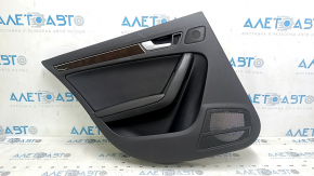 Door trim panel rear left Audi A4 B8 13-16 black, with black leather insert, armrest black leather, molding under dark wood, dent, scratch