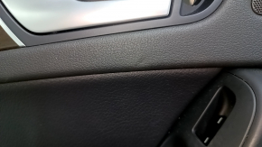Door trim panel rear left Audi A4 B8 13-16 black, with black leather insert, armrest black leather, molding under dark wood, dent, scratch