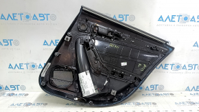 Door trim panel rear left Audi A4 B8 13-16 black, with black leather insert, armrest black leather, molding under dark wood, dent, scratch