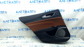 Alfa Romeo Giulia 17-25 black rear left door panel, black leather armrest, black leather insert, gray molding, scratches, dent
