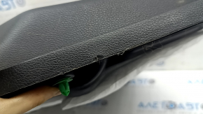 Rear left door panel for a Honda CRV 17-22, black, gray leather armrest, gray leather insert, wood-like molding, with a handle, scratches, needs cleaning, crack