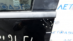 Front left door assembly for Nissan Rogue 21-24, black KH3, keyless, scratches on chrome molding, faded plastic, scratches