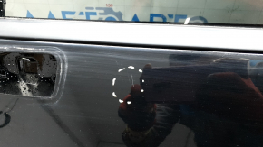 Front left door assembly for Nissan Rogue 21-24, black KH3, keyless, scratches on chrome molding, faded plastic, scratches