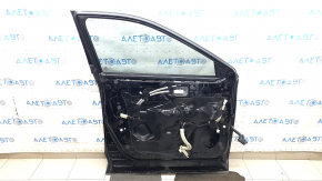 Front left door assembly for Nissan Rogue 21-24, black KH3, keyless, scratches on chrome molding, faded plastic, scratches
