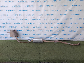 The exhaust pipe with the rear barrel of a Honda CRV 20-22 hybrid is dented.