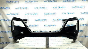 Front bumper, bare, 2021-23 Nissan Rogue, without parking sensors, US built, black, scratches, cracks in the mounts