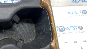 Honda CRV 20-22 center console trim with cup holders for wireless charging, wood grain, missing parts, scratches, worn