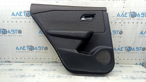 Door trim panel rear left Nissan Rogue 23-23 S US built black without curtain with gray insert cloth, armrest leather, brown top, scratches