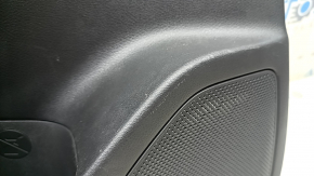 Door trim panel rear left Nissan Rogue 23-23 S US built black without curtain with gray insert cloth, armrest leather, brown top, scratches