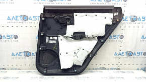 Door trim panel rear left Nissan Rogue 23-23 S US built black without curtain with gray insert cloth, armrest leather, brown top, scratches