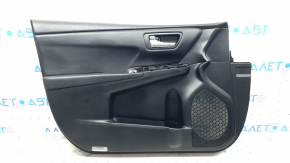 Front left door panel for Toyota Camry V55 15-17 USA, black, black leather armrest, black leather insert, with handle, scratches