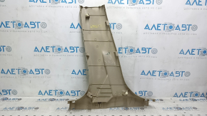 Nissan Rogue 14-20 lower right center pillar trim, beige, with plug, worn, plastic turned white