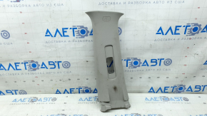 Left upper center pillar trim for Nissan Rogue 14-20, gray, needs cleaning, damaged fasteners