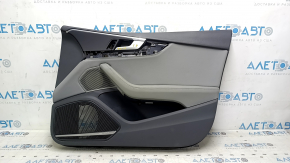 Door trim panel, front right, Audi A5 F5 18-19, 5D gray leather, insert and armrest, light gray leather, Bang & Olufsen, no backlight, with handle, tear