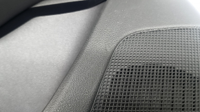 Door trim, rear left Infiniti QX50 19-21, black with black leather insert, gray stitching, black leather armrest, glossy gray molding, with handle, with backlight, worn