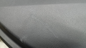 Door trim, rear left Infiniti QX50 19-21, black with black leather insert, gray stitching, black leather armrest, glossy gray molding, with handle, with backlight, worn