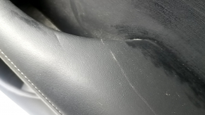 Door trim, rear right Infiniti QX50 19-21, black with black leather insert, gray stitching, black leather armrest, glossy gray molding, with handle, with backlight, scratches, dents, tears