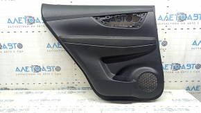 Rear left door panel for a 17-20 Nissan Rogue, black with a black plastic insert, leather armrest, scratches, ready for dry cleaning