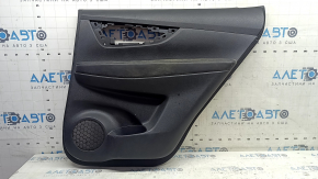 Rear right door panel for Nissan Rogue 17-20, black with black plastic insert, leather armrest