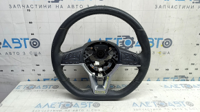 Naked steering wheel Nissan Rogue 17-20 black leather, with buttons, needs cleaning, scratches, worn