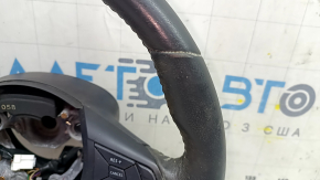 Naked steering wheel Nissan Rogue 17-20 black leather, with buttons, needs cleaning, scratches, worn