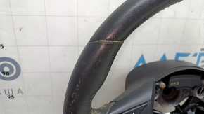 Naked steering wheel Nissan Rogue 17-20 black leather, with buttons, needs cleaning, scratches, worn