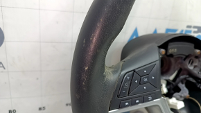Naked steering wheel Nissan Rogue 17-20 black leather, with buttons, needs cleaning, scratches, worn