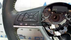 Naked steering wheel Nissan Rogue 17-20 black leather, with buttons, needs cleaning, scratches, worn