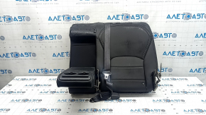 Backrest of the rear row of seats, 2nd row, left, Infiniti QX50 19-21, black leather, with a seat belt and armrest, wrinkled
