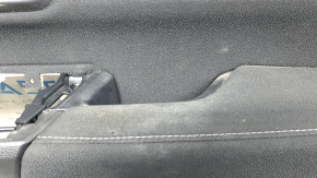 Honda CRV 17-22 black front right door panel, black cloth armrest, black cloth insert, light wood molding, needs cleaning, scratches, scuffs