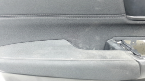 Black front left door panel for a Honda CRV 17-22, black fabric armrest, black fabric insert, light wood molding, needs cleaning, scratches, scuffs