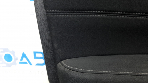 Black front left door panel for a Honda CRV 17-22, black fabric armrest, black fabric insert, light wood molding, needs cleaning, scratches, scuffs