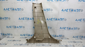 Nissan Rogue 14-20 lower right center pillar trim, beige, with plug, plastic turned white